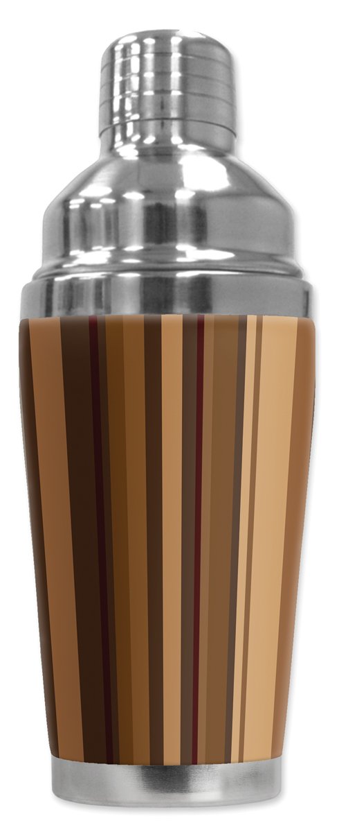 Mugzie brand 20 Ounce Cocktail Shaker with Insulated Wetsuit Cover - Espresso Lines