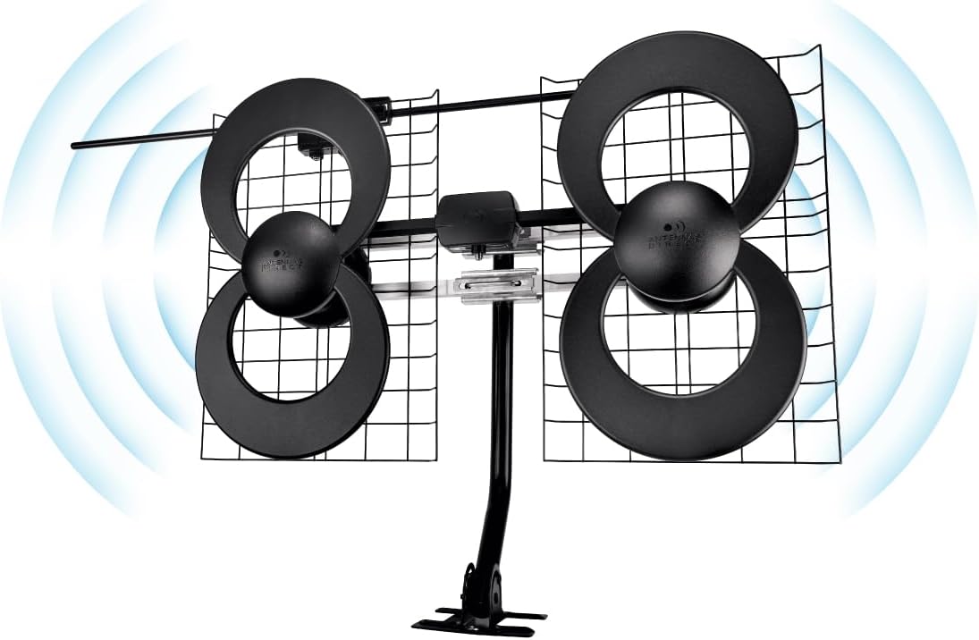 Antennas Direct ClearStream 4V Indoor Outdoor TV Antenna, UHF VHF, Multi-Directional, 70+ Mile Range, 4K 8K UHD, NEXTGEN TV – w/ 20-inch Mast (Black) 70 Miles Antenna