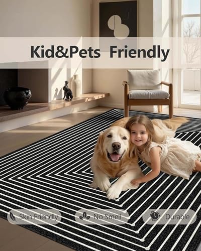 Latte&Fog 8x10 Area Rugs for Living Room, Large Modern Abstract Washable Rug, Boho Non Slip Low Pile Carpet for Indoor Bedroom Dining Room, Office, Dorm, Classroom, Farmhouse and Kids Room - Image 7