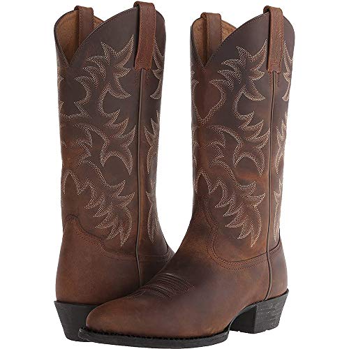 DAYINGJIA Cowboy Boots for Men Pointy Toe Western Boots Mid Calf Boots Men's Knee High Embroidered Chunky Heel Boot2