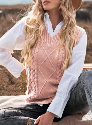 Image of EVALESS Oversized Sweater Vest for Women V Neck Sleeveless Solid Color Loose Pullover Sweater