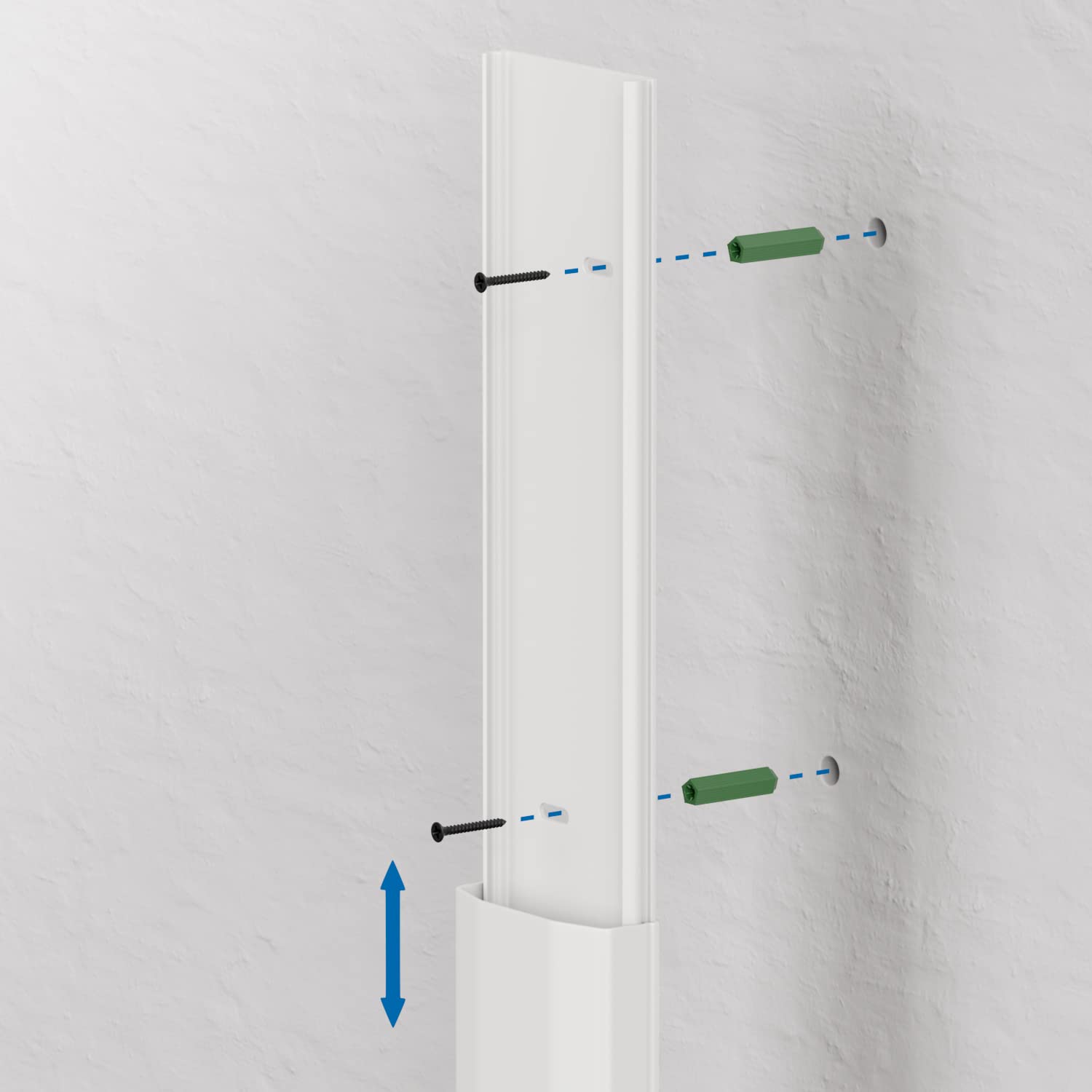 deleyCON Canaleta Universal para Colocar Cables y Líneas PVC de Primera Longitud de 100cm Ancho de 6cm Altura de 2cm - Blanco