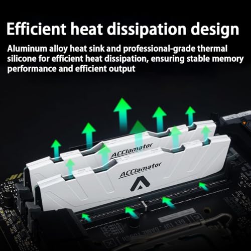 Acclamator DDR4 RAM 32GB (2x16GB) 3200MHz PC4-25600 XMP CL18 1.35V 288-pin Desktop PC Memory Module with Heatsink White Suitable for Gaming and Office Work - Image 5