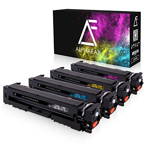 4X Alphafax XL Toner ersetzt HP 203X CF540X CF541X CF542X CF543X Multipack Schwarz Cyan Magenta Gelb Cover
