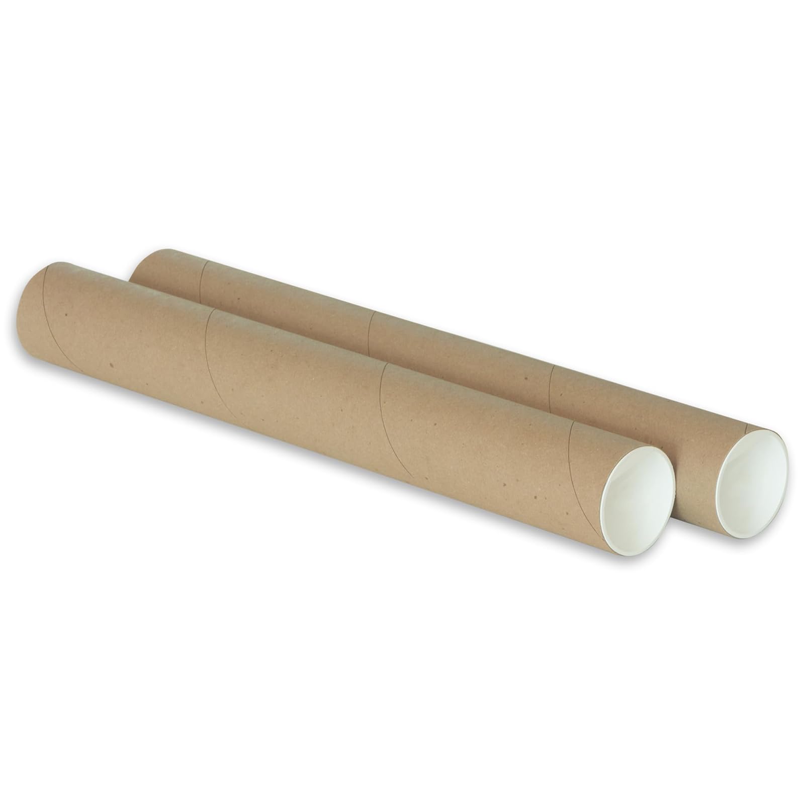 2 Pack Heavy Duty Postal Tubes with End Caps- Extra Thick Kraft Cardboard Mailing Tube for Artwork, Blueprints, Posters, Fishing Rods & Documents - Secure Shipping & Storage Tube — image 1