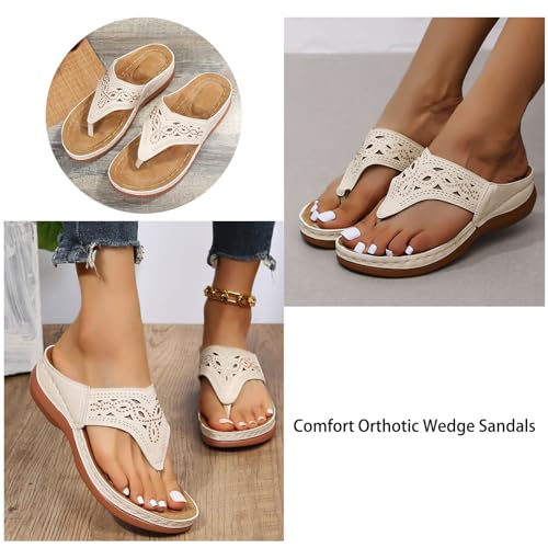 2024 Soft Bottom Massage Orthopedic Flip Flops Comfort Orthotic Wedge Sandals Casual Women Sandals with Arch Support2