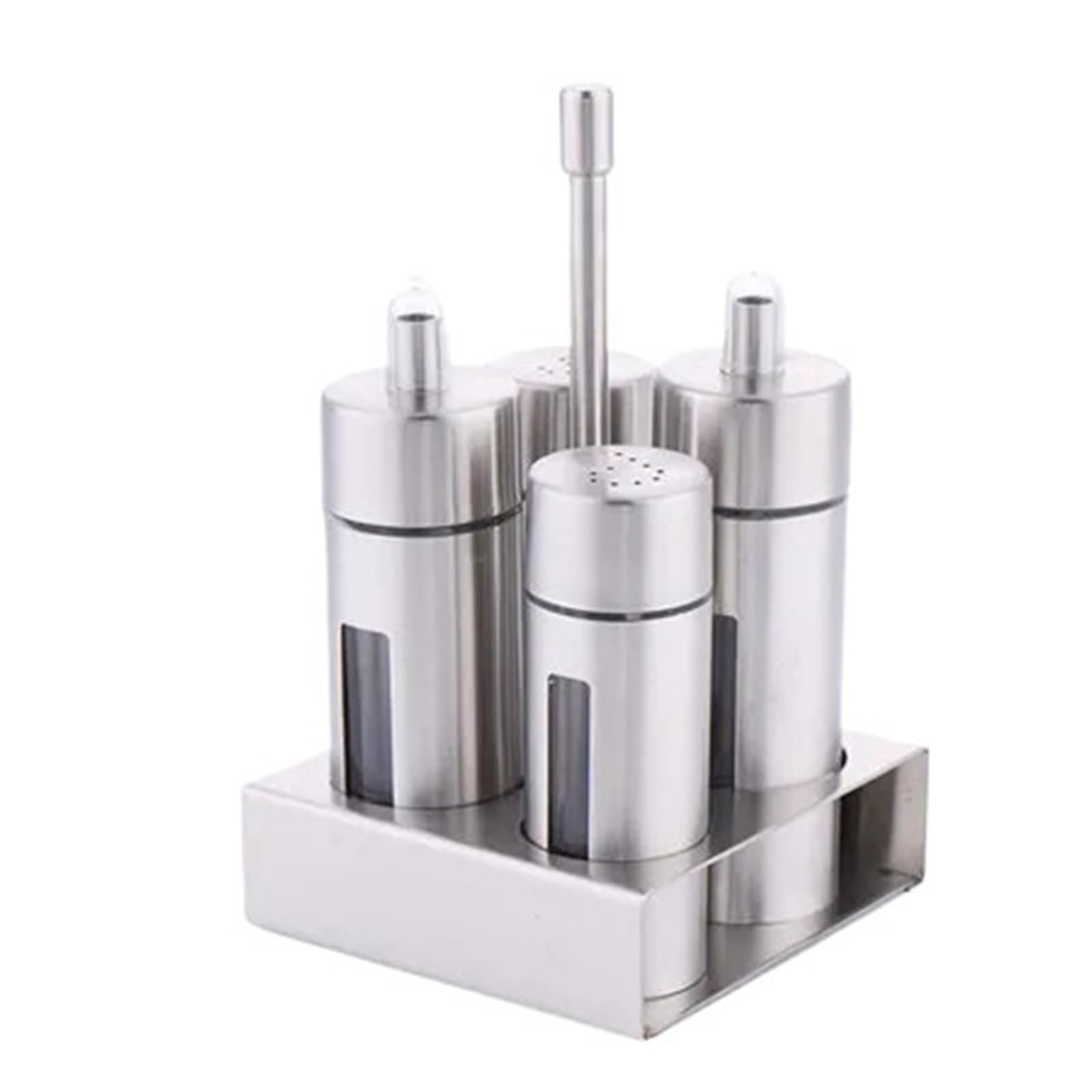 Gewürzbehälter aus Edelstahl Edelstahl-Salz- und Pfefferstreuer-Set, geruchsfreies Gewürz mit Ständer, Gewürzbox, Kochgewürzflasche, Küchenutensilien(B)