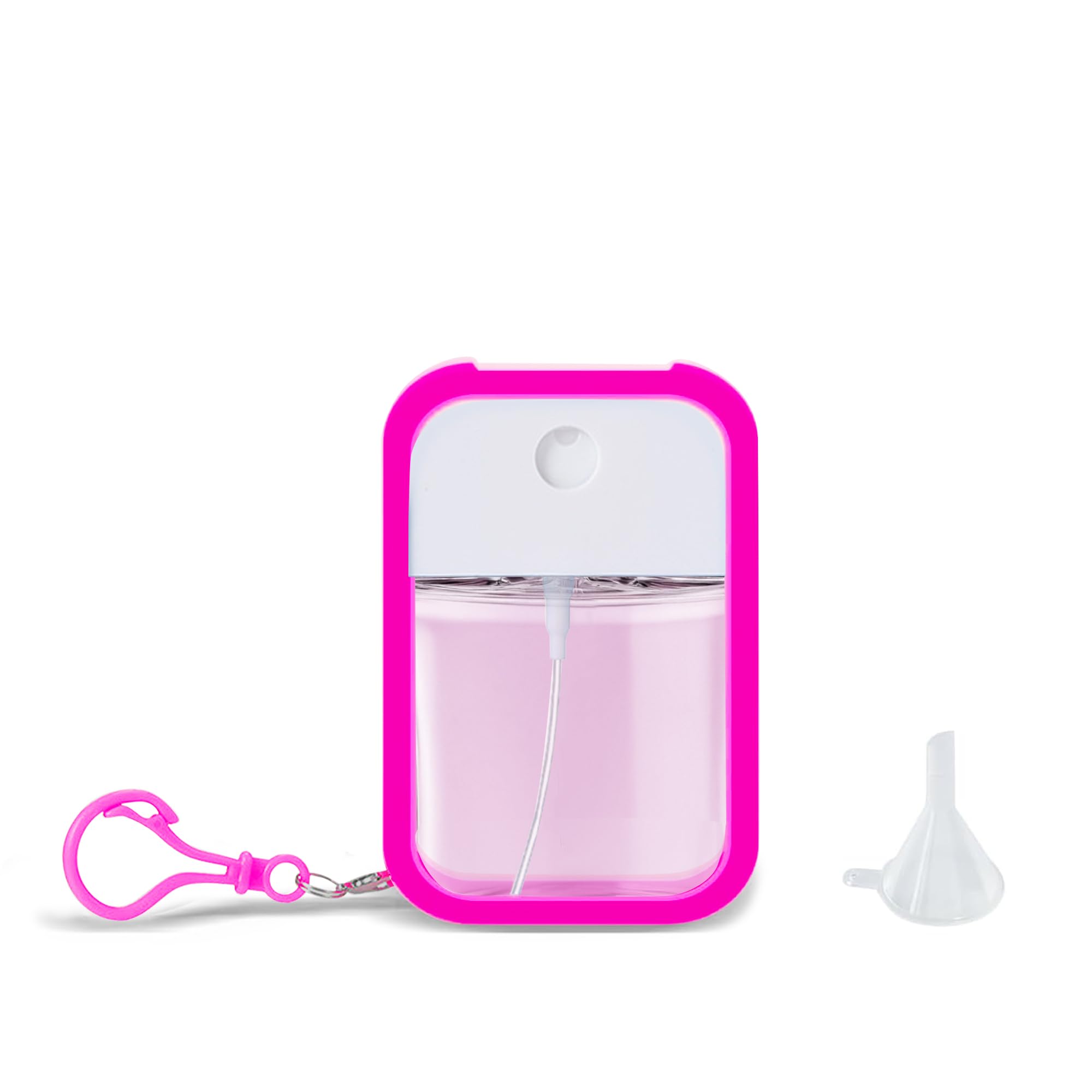 Refillable Hand Sanitizer Spray Bottle Keychain - 1oz / 30ml Leakproof Empty Spray Bottle with Silicone Case, Funnel & Clip,Portable Mini Travel Sanitizer Holder for Purse, Pocket, Gym Bag