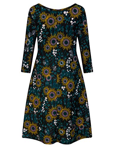 Image of Tanst Sky Womens Casual Round Neck Plus Size Floral Tunic Shirt Dress with Pockets