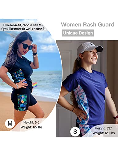 Tournesol Women's Rash Guard 2 Piece Short Sleeve Swim Shirt With Shorts Swimsuit With Bra Bathing Suit Plus Size With Pocket #TOP7