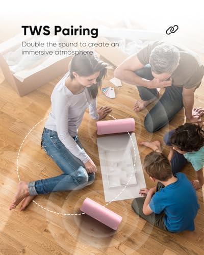 undefined Bluetooth Speaker Gifts for Men: Portable Wireless, IPX5 Waterproof, White Elephant Gifts for Adults, Stocking Stuffers for Teens Boy Girl, Up to 20H Playtime, TWS Pair, for Home/Party/Outdoor (Pink) の商品画像 4