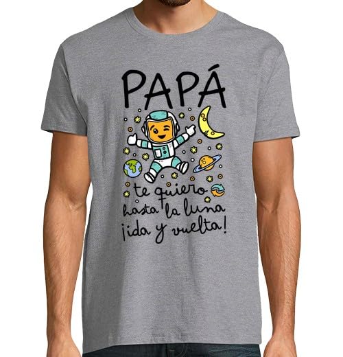 latostadora T-shirt presente pai aniversário - t-shirts dia do pai - t-shirts para pais - ideias presente futuro super pai avô - presente original - presentes originais homem, Papa amo-te até à lua, L