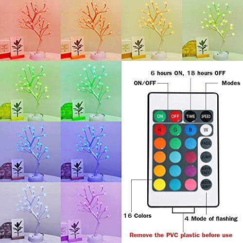 Cherry Blossom Led Tree, Color Changing Lighted Tree Flower Lights, Multicolor Pink Bedside Table Lamp For Night Light Valentines Day,Gift For Girls,Women,Mother, Room Decor #TOP1