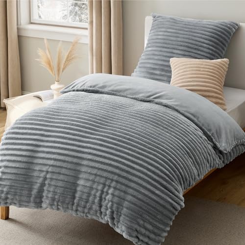 BEDSURE Flanell Bettwäsche 135x200 - Winter Bettbezug mit 1 Kissenbezüge 80x80 cm, ÖKO-TEX Winterbettwäsche 135x200 Plüsch Warme Flauschig...