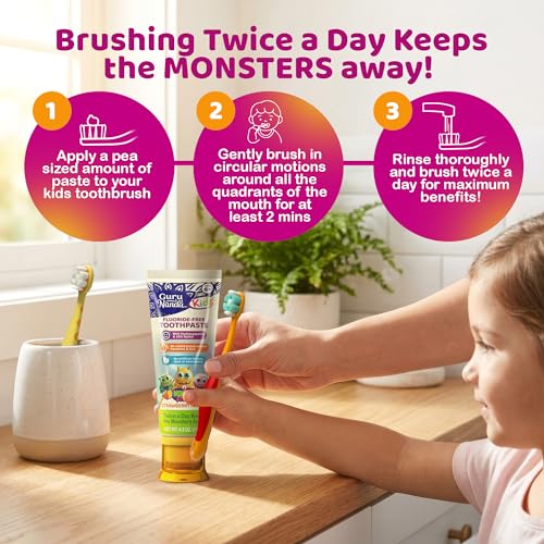 Image of GuruNanda Kids Toothpaste with 2% Hydroxyapatite & 25% Xylitol, Fluoride-Free, Strawberry Mango Flavor, Safe if Swallowed, Gentle & Safe for Young Teeth & Gums, 4.2 oz (Pack of 2)