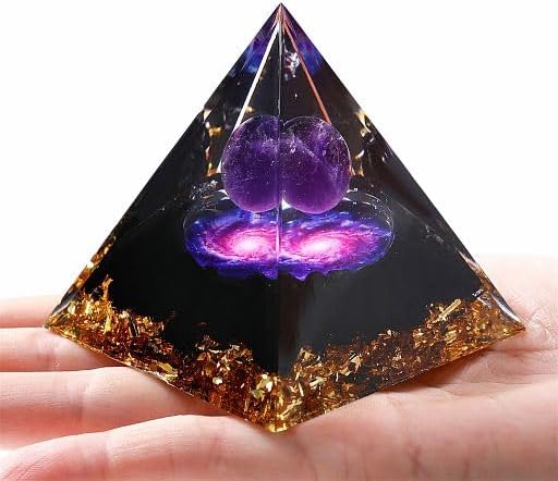 Miniatura 2 de YATOJUZI Cristales curativos de pirámide de orgón de 2.4 pulgadas, amatista natural, cristal de obsidiana, decoración morada, piedras preciosas de