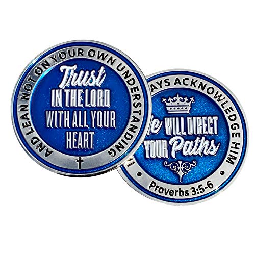 Campaign Fire Coins Bible Memory Verse Challenge Coin - Proverbs 3:5-6 “Trust in The Lord with All Your Heart and Lean not on Your own Understanding”