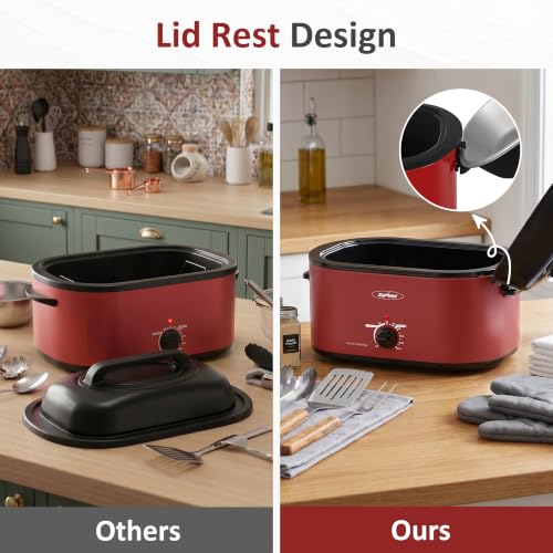 Image of Sunvivi 30QT Roaster Oven with Self-Basting Lid, Countertop Roaster Cooker | Self-Basting & Glass Viewing Lid, Removable Pan, 150-450F Temp Control, for Baking Slow Cook Defrost Warm Turkey Up to 30lb
