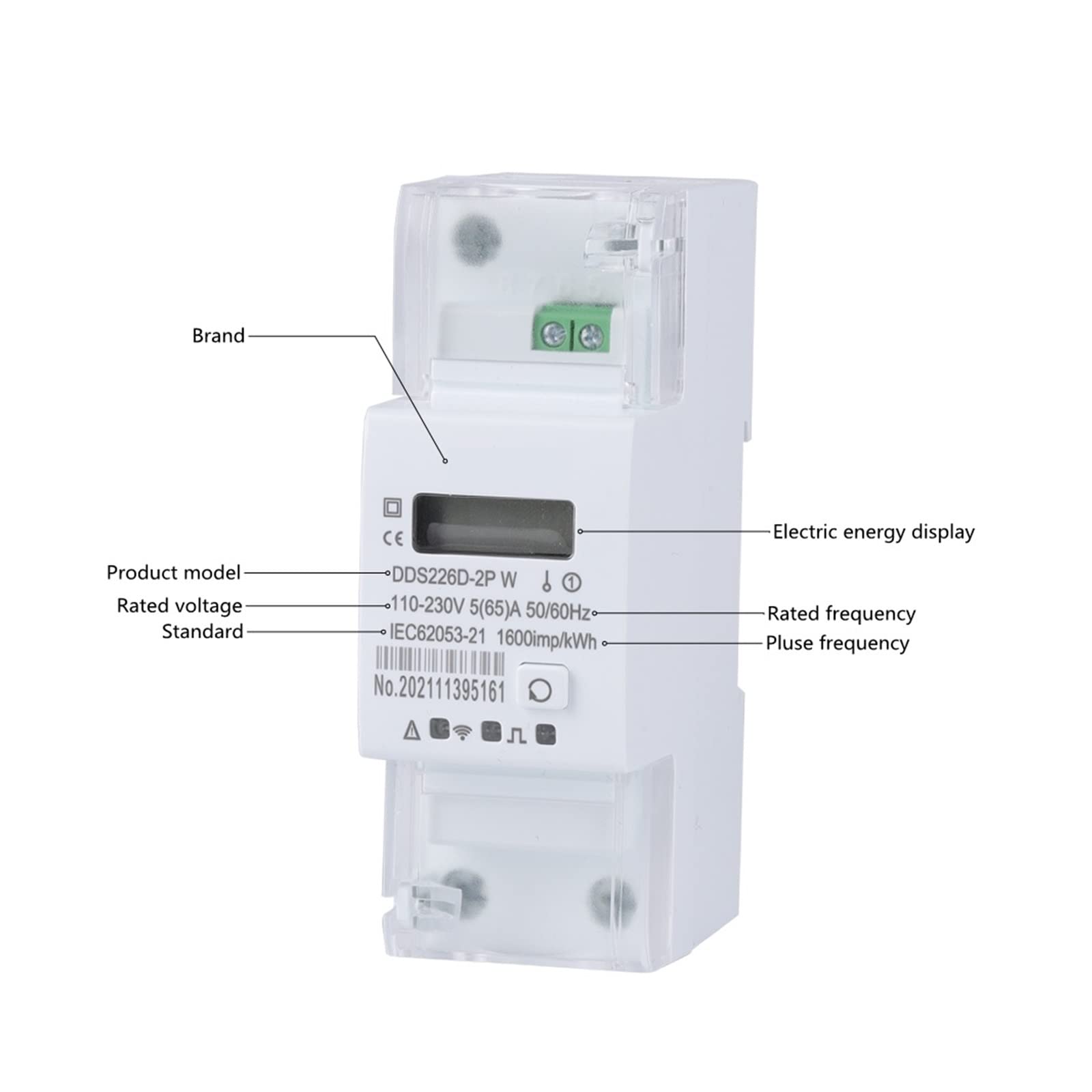 Contatore elettrico digitale, 50/60Hz Tuya monofase 65A Din Rail Smart Energy Meter Timer Monitor KWh Meter Wattmetro Monitora e registra il consumo energetico