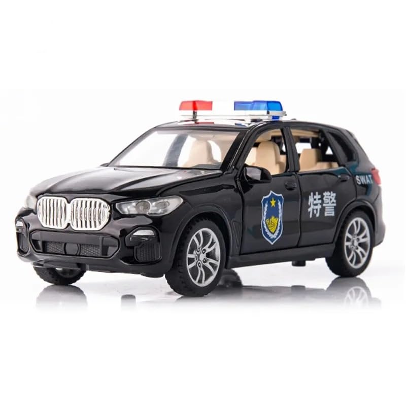 Image of Exclusive Alloy Metal Pull Back Die-cast Car Scale Model with Sound Light Mini Auto Toy for Kids Metal Model Toy Car with Sound and Light?New Version? (1.32 Scale B-M-W-X7 Police - Black)