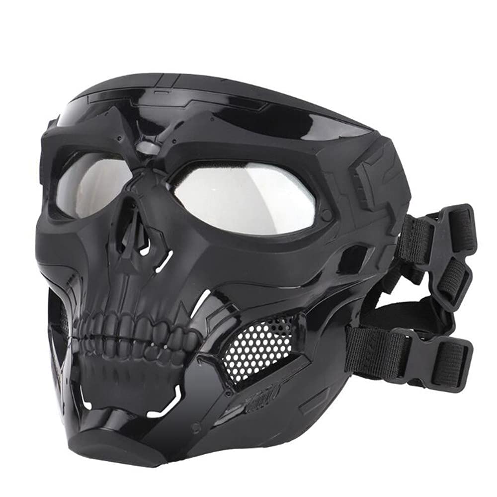 ACEXIER Tactical Airsoft Mask, Masques complets crâne Squelette avec Lunettes résistant aux Chocs armée Ventilateurs Fournitures Chasse Paintball Masques pour Moto Cyclisme randonnée Masque Militaire
