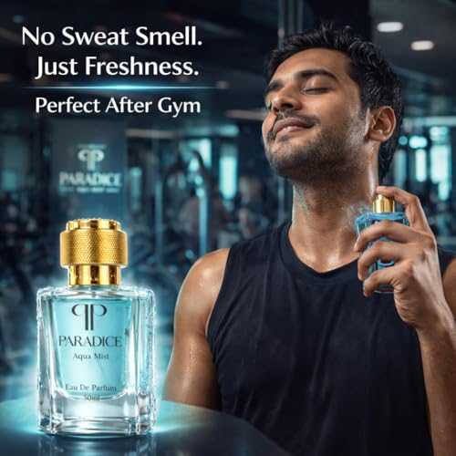 Image of PARADICE Aqua Mist Eau De Parfum 50ml | Long Lasting Perfume for men | Fresh Aquatic Fragrance | Post Workout Fresh Scent |Unisex Perfume for Gym, Dance & Daily Use