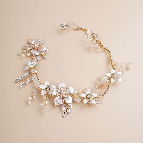 Miniatura 9 de Jumwrit Boda cristal pelo vid plata nupcial diadema con perlas de diamantes de imitación azul boda boda novia damas de honor accesorios para el