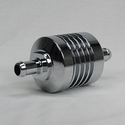 Miniatura 5 de Filtro de combustible de aluminio cromado Billet para uso con manguera de combustible de 5/16 pulgadas de diámetro interior, pantalla de malla