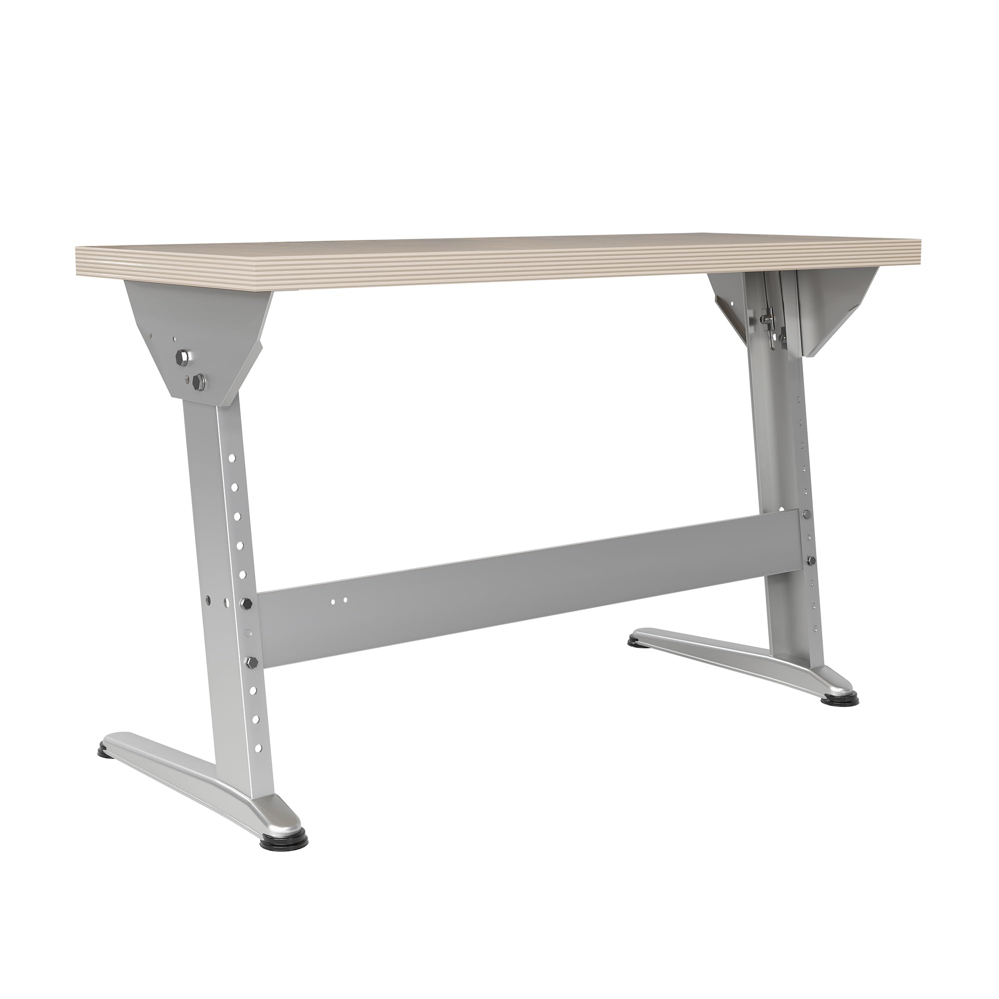 Stół warsztatowy regulowany 120x49 cm Srebrnoszary | sklejka 40 mm, warsztat, ergonomiczny, metalowa konstrukcja, montaż, dostosowanie, bezpieczeństwo, handcraft