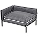 Pawhut Sofá Cama para Mascotas 63,5x49x38,5cm Cama para Perros Elevada con Cojines Extraíbles Lavables para Perros Gatos Medianos y Pequeños Carga 12 kg Gris