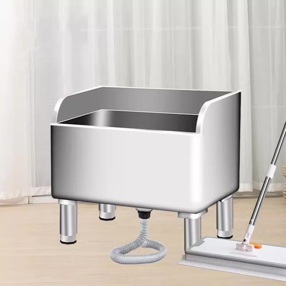 YADZISW Stainless Steel Mop Sink, Commercial Floor Utility Basin for Laundry, Kitchen, Garage, Restaurant
