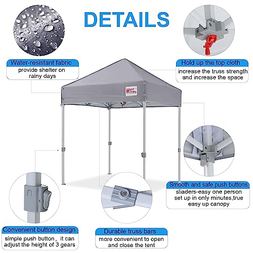 Image of MASTERCANOPY 5x5 Heavy Duty Pop Up Canopy Tent with Roller Bag(Gray)