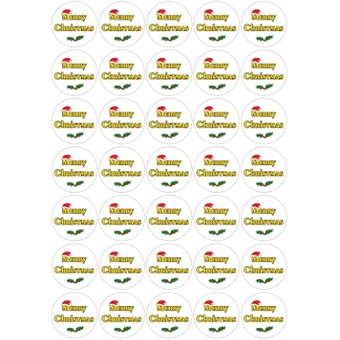 35 Pre Cut Edible Merry Christmas Cupcake Toppers Cover