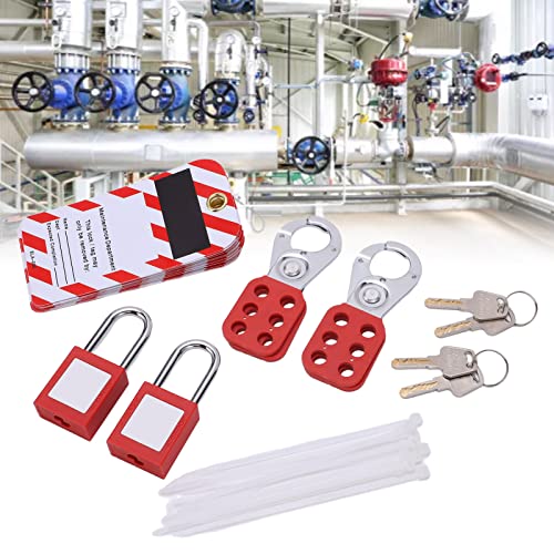 Image of Electrical Lockout Tagout Kit Tag Hasp Red Loto Locks Padlock Set Rustproof Industrial Electric Power Equipment Lock for Lock Out Tag Out Station