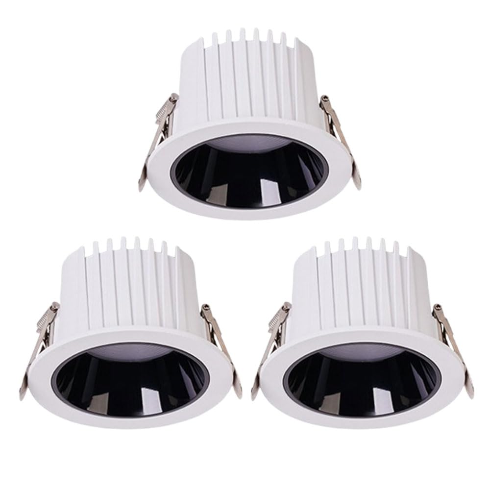 ASerZenith 3 Pack 3Cct Ultra-Thin Led Recessed Ceiling Light 3000K/4000K/6000K 3-Color Temperature Dimmable, 7W Dimmable Baffle Trim,Led Recessed Downlight,Black