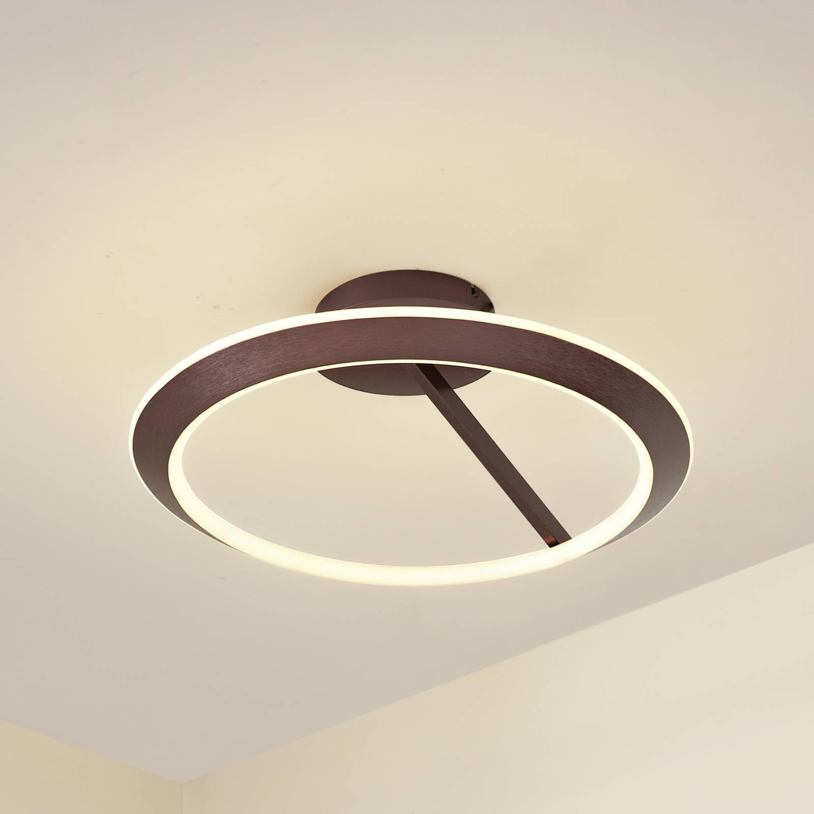 Lucande Plafoniera LED dimmerabile (Moderno) colore Marrone, in Metallo ad es. Soggiorno & Sala da pranzo lampadina inclusa lampada plafoniera