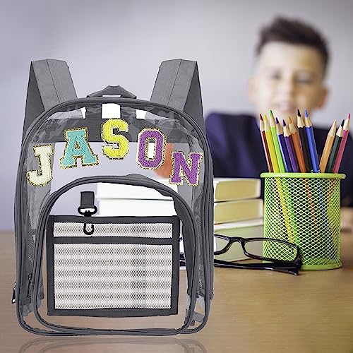 Personalized Clear Backpack with Name Letter Patch Backpack Custom Transparent Backpack Heavy Duty Clear Backpack4