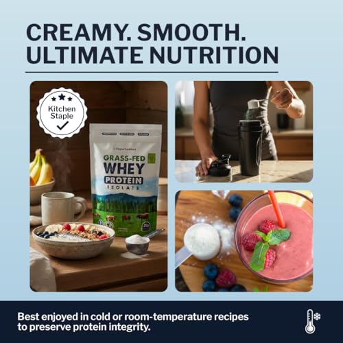 Image of Opportuniteas Grass Fed Whey Isolate Protein Powder - Unflavored, Heavy-Metal Tested, 28g Protein, Sourced from Ireland, Hormone-Free, Non-GMO, Packaged in USA - 2.5lb