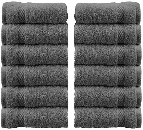 White Classic Luxury Cotton Washcloths - Large Hotel Spa Bathroom Face Towel |