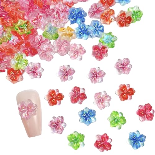 100 pcs Rejillas Encantos de Uñas de Flores 3D Nail Art Charms Flower Nail Art Rhinestone Accesorios Uñas con Flores Cuentas Decoraciones para Uñas Flores para DIY Diseños de Uñas