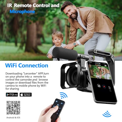 Videokamera 5K, 56MP Camcorder Vlogging Kamera für YouTube, WiFi Nachtsicht 3" 270° drehbarer Touchscreen Webcam Camcorder, Video Camera mit 64GB Karte, Fernbedienung, Mikrofon, 2 Batterien, Stativ – Bild 5