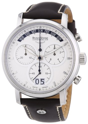 Bruno Söhnle 17-13143-241 Marcato Herren-Armbanduhr, Chronograph, Quarz, Edelstahlgehäuse, Saphirglas, Lederarmband, mit Faltschließe, 10 bar