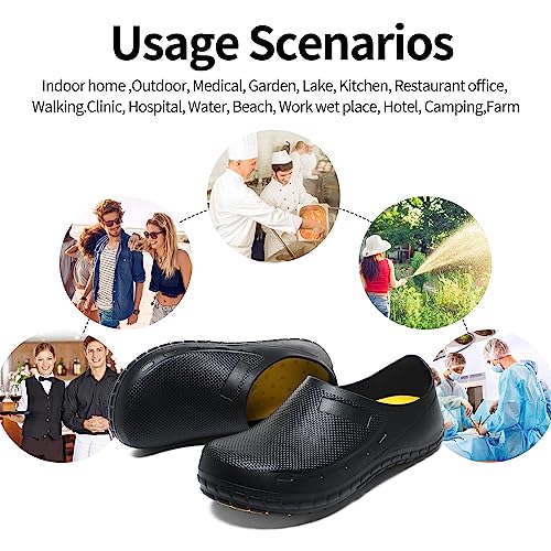 Image of JSWEI Chef Shoes for Men - Professional Oil Water Resistant Nursing Chef Shoe，Non-Slip Safety Working Shoes for Kitchen Garden Bathroom Construction