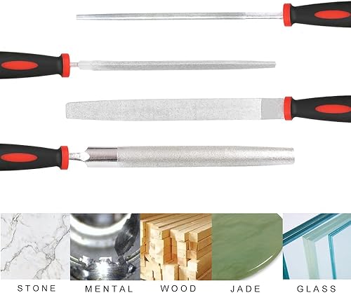 Miniatura 4 de YKLP 8inch Diamond Coated Flat File Plastic Handle Herramientas de mano para moler en vidrio, piedra, mármol, roca, hueso 120 Grit2