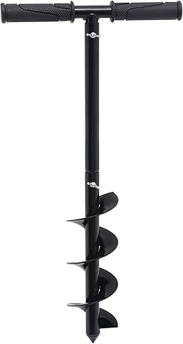 Excavadora de agujeros de poste de mano, taladro de tierra de 24 x 4 pulgadas, mango antideslizante, broca en espiral para plantar árboles,