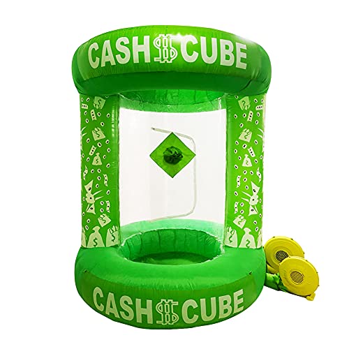 TONGFUSHE Inflatable Cash Cube Booth with 2pcs Blower Cube Cash Grab Machine Three-Dimensional Money Grab Booth Machine Fast Inflatable Cash Grab Game Activity (Green)