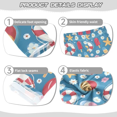 ALAZA Girls' Leggings Children's Yoga Pants Skinny Printed Dance Flower Lifebuoy Comfortable 4T2