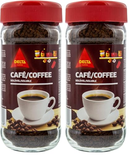 Delta Cafés Soluble Frasco - Café con Cafeína - Tueste Natural - Gran Aroma - Sabor Intenso - 200 g (Paquete de 2)