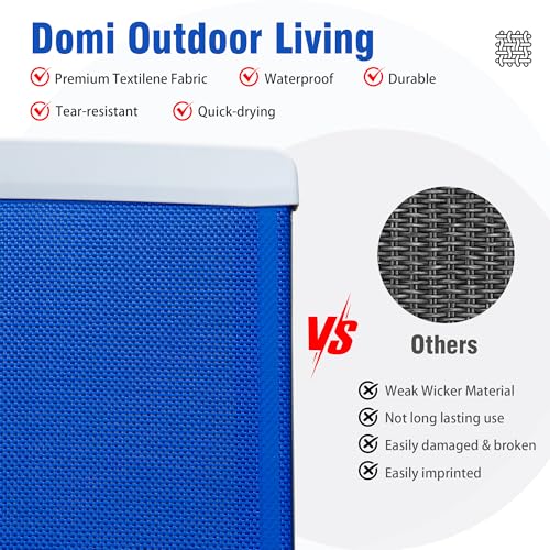 Image of Domi Outdoor Lounge Chair, Aluminum Patio Chaise Lounge with 5 Position Adjustable Backrest and Wheels, All Weather Reclining Chair with Armrest and Side Table for Patio, Yard,Balcony,Poolside (Blue)
