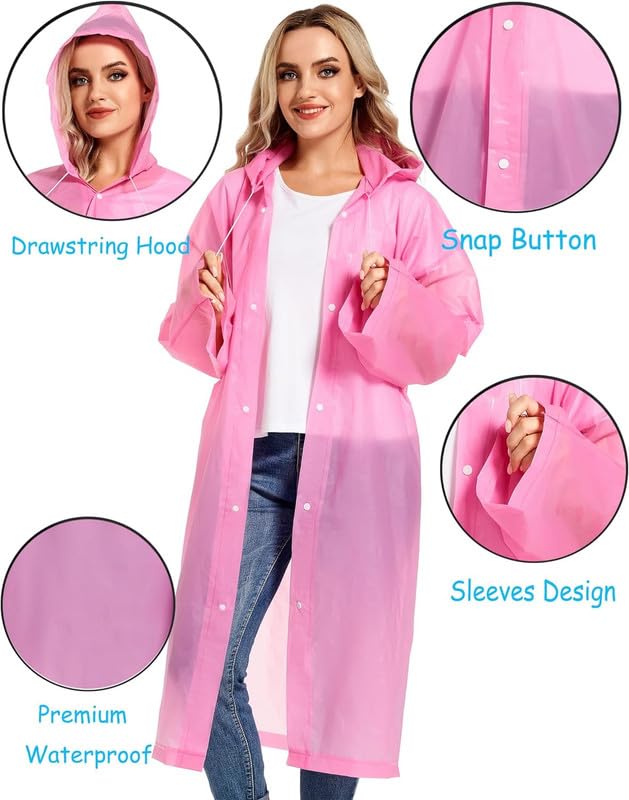 Image of OKARA EVA Waterproof Rain Coat Hooded Outdoor Water Resistant Suit Portable Men and Women